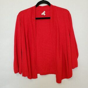 J. Jill Womens Cardigan Size M Open Front Long Sleeve Red Boxy Knit Stretch